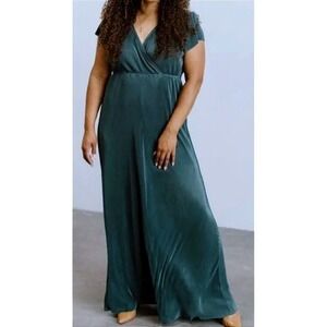 Baltic Born Athena Maxi Dress NWT Size Large Deep Teal Pleated Formal Bridesmaid